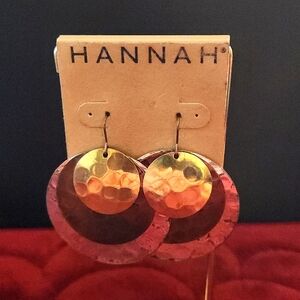 📣 Hannah Tri Color Dangle Hammered Earring New 🆕 Tags 😍